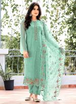 Organza Chiffon Teal Eid Wear Embroidery Work Pakistani Suit